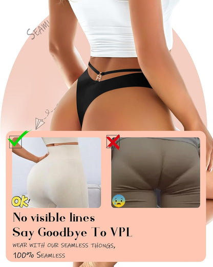 Women's Underwear Seamless Thongs 6 Pack No Show Thong Breathable Invisibles Hollow Out Sexy Panties Underwear