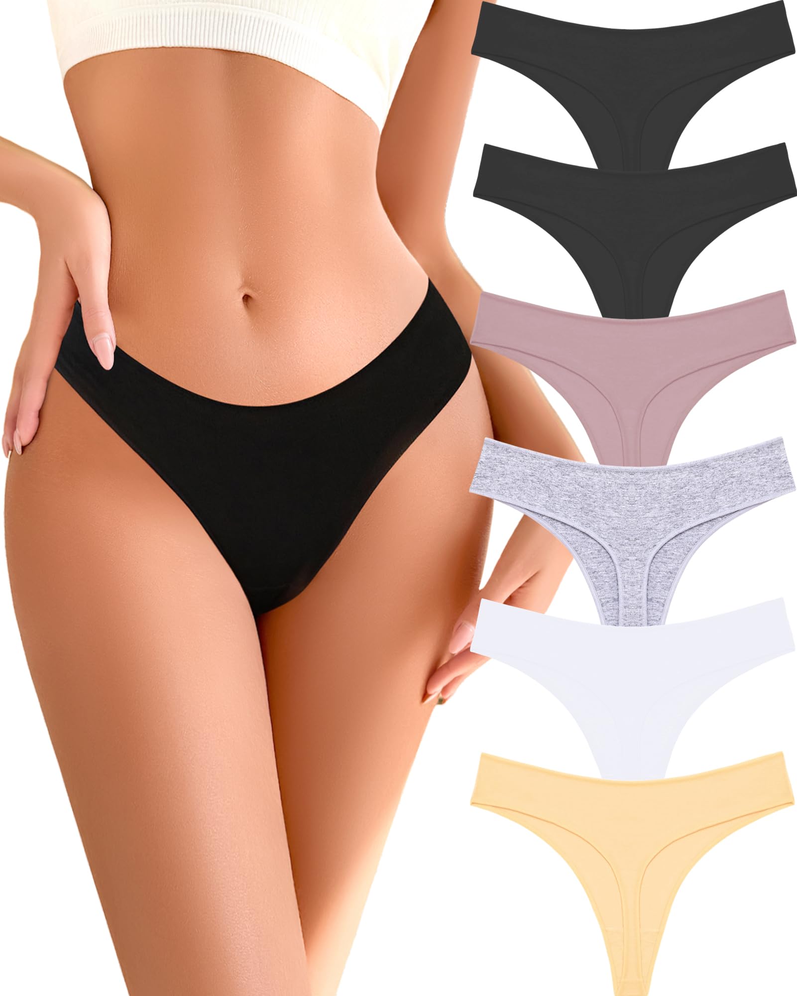 Cotton Underwear for Women Pack Breathable Thongs for Women Sexy Stretch Soft Womens Panties Thong XS-XL